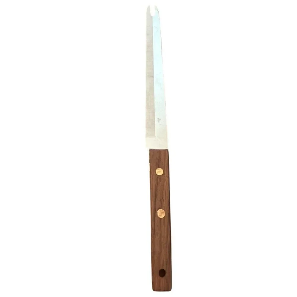 Vernco MCM Stainless Wood Handle Meat Carving Knife and Fork Set Boxed Vtg Japan